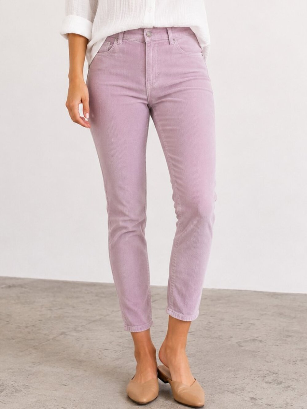 BANANA REPUBLIC Blush Pink Mid-Rise Baby Corduroy Skinny Stretch Pants 30 EUC